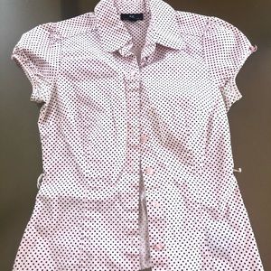 Pink/ black short sleeve dress shirt